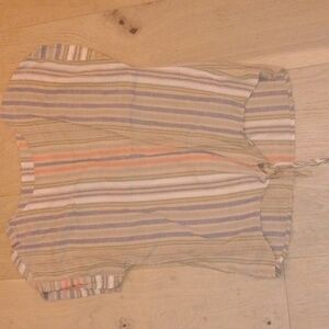 Cruel Denim tie front cap sleeves striped earth tones